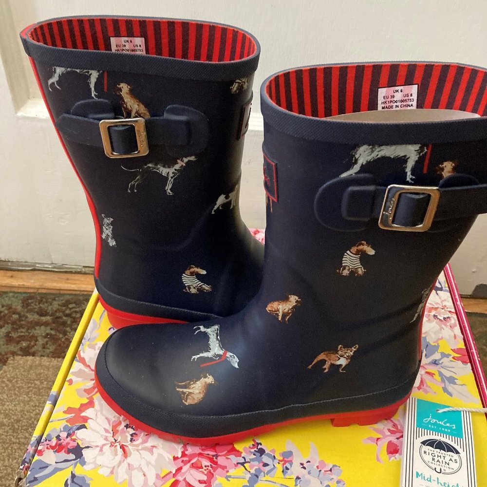 Joules Dog Print Rain Boots